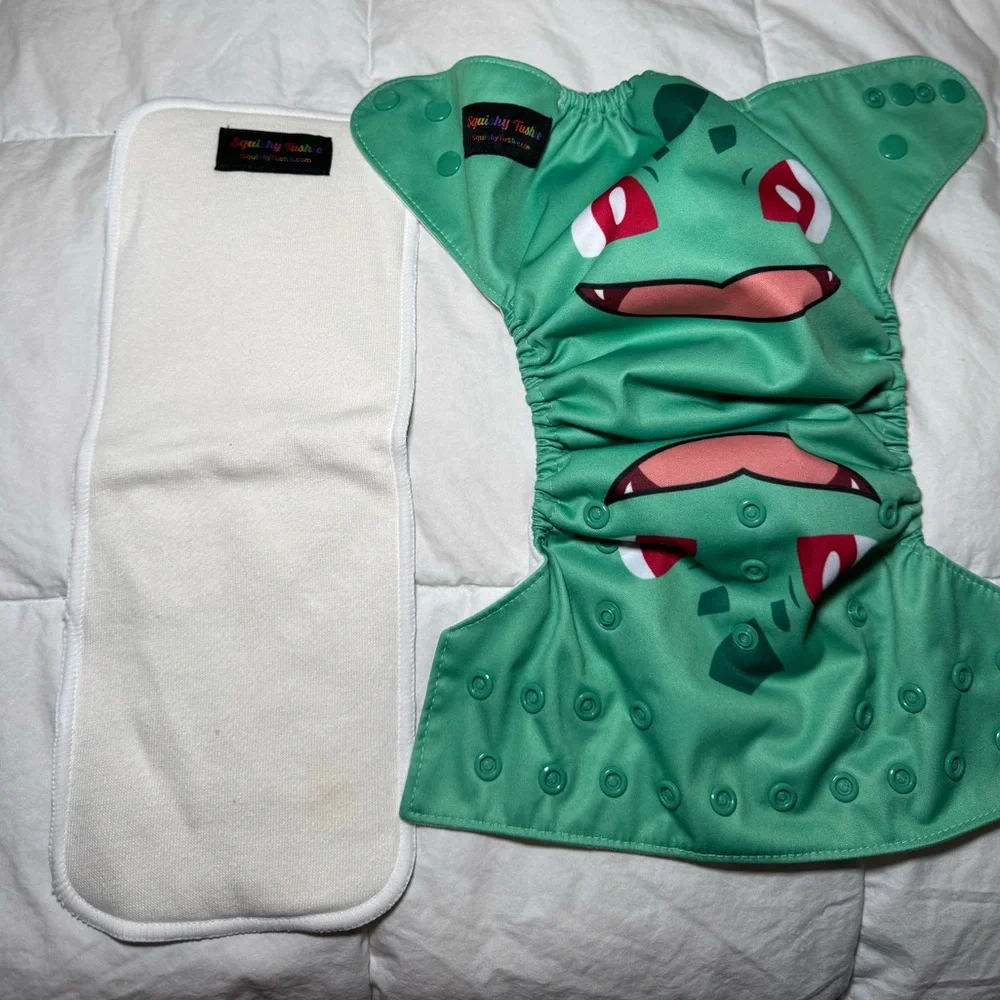 Squishy Tushie Retired Bulbasaur edition Cloth diaper with insert included